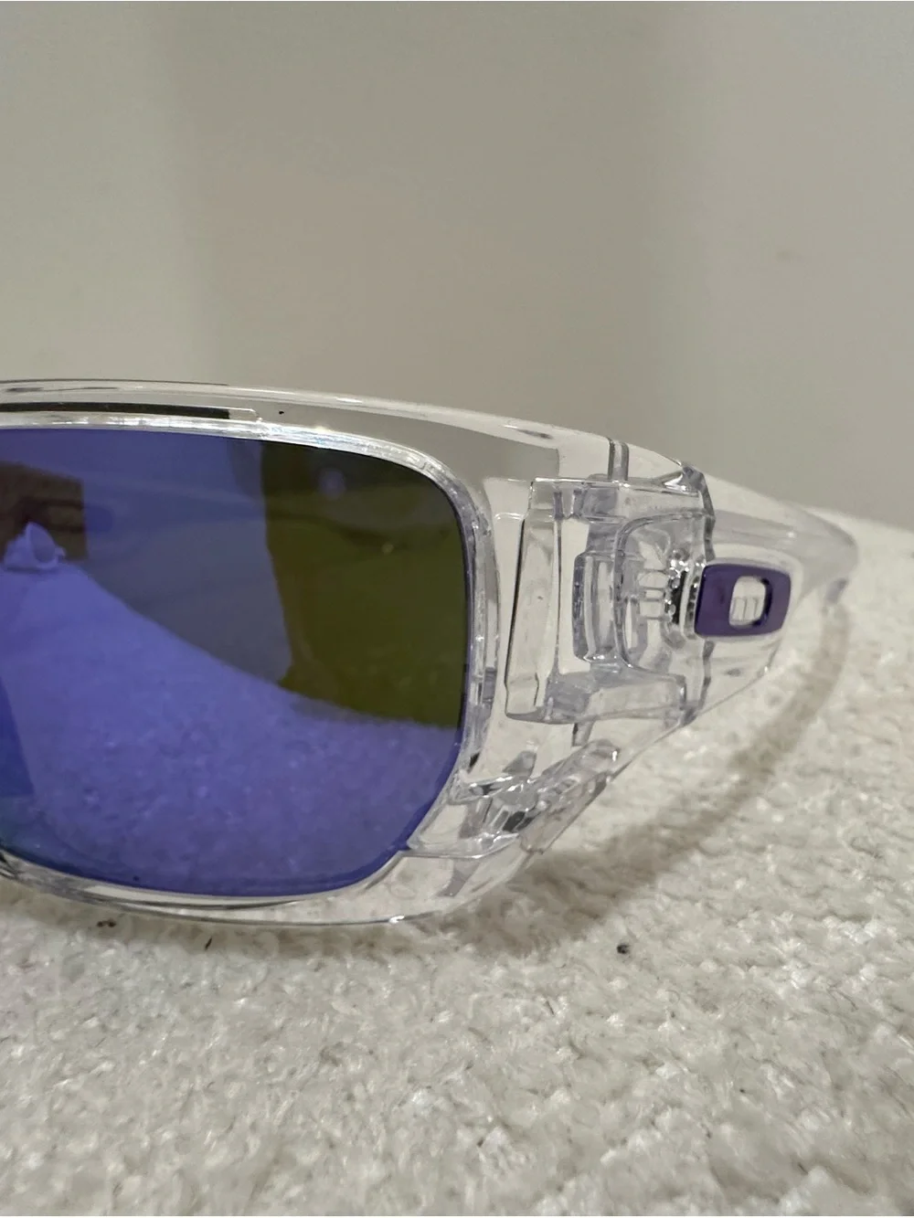 Oakley Clear Frame Sunglasses with Purple Lenses